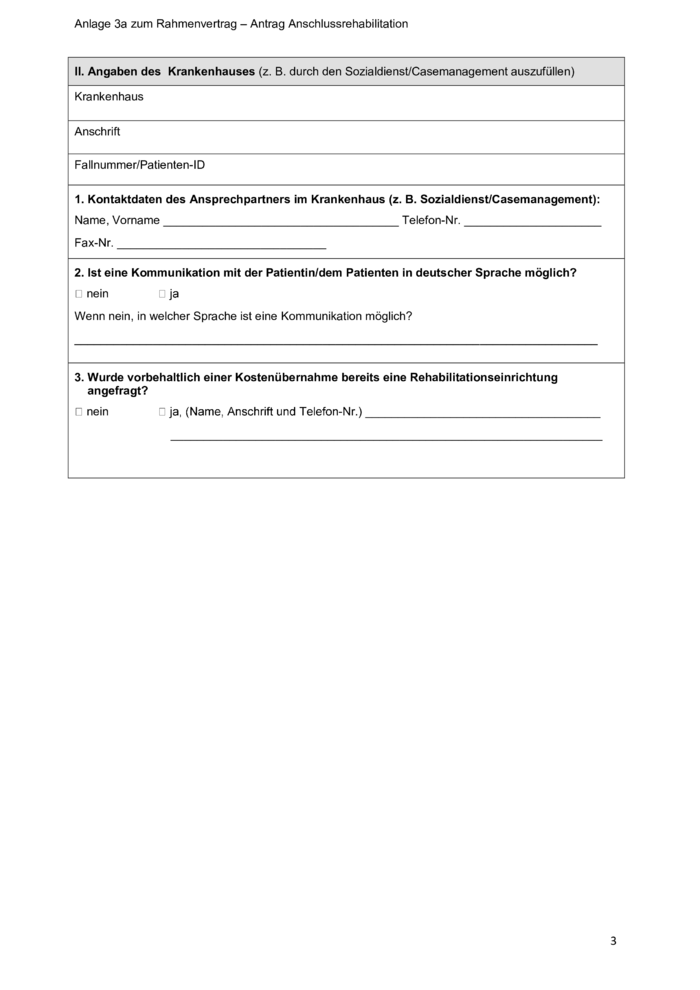Antrag auf Anschlussrehabilitation (Seite 3/3)